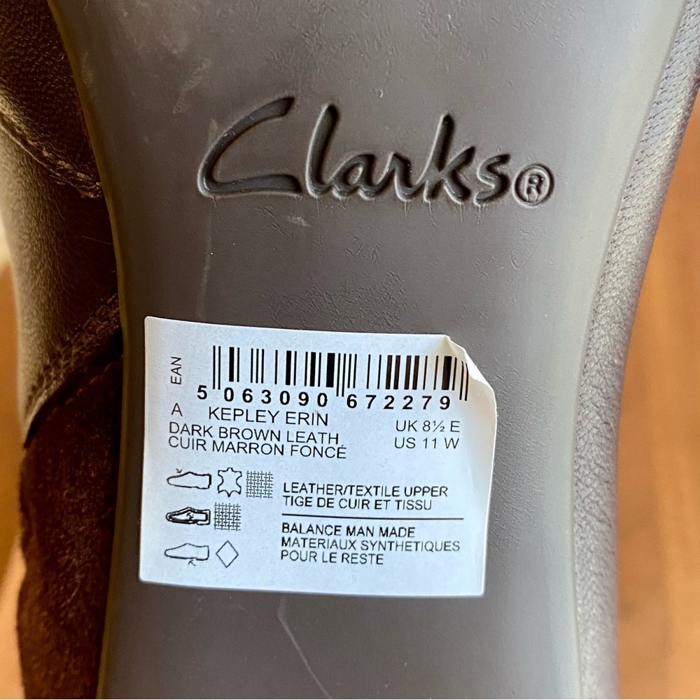 Clarks Kepley Erin Brown Leather Chelsea Ankle Boots with Kitten Heel - Picture 8 of 10